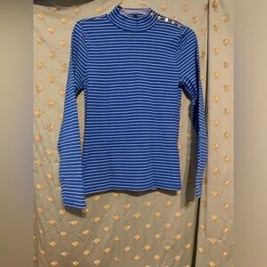 J Crew Women’s Jewel Neckline with Blue Stripes Size Medium